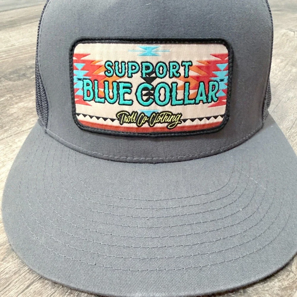 Troll Co Clothing SBC Barricade Southwest Patch Trucker Hat, Gray Teal,OS - Picture 5 of 8
